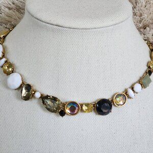J.Crew Brûlée Mixed Crystal Stones Necklace — Multicolor, Gold Tone, Adjustable